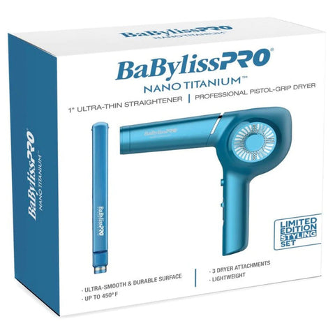 BABYLISS PRO NANO TITANIUM PLANCHA ULTRAFINA DE 1" Y SECADOR DE PELO CLÁSICO CON EMPUÑADURA DE PISTOLA VALOR