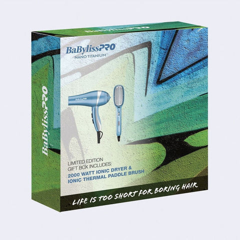 BabylissPro 2000 Watt Ionic Dryer & Ionic Thermal Paddle Brush Gift Box